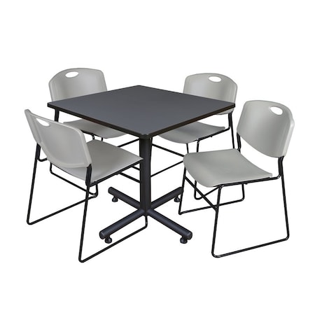 Kobe Kobe Square Table & Chair Set, Wood, Metal, Polypropylene Top TKB3636GY44GY